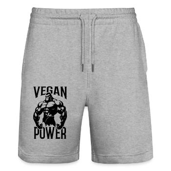 Gorilla Vegan Power - Stanley/Stella Trainer Unisex Organic Jogging Shorts - heather grey - Front - Nik (191cm) & Marisol (170cm)