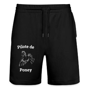 Pony-Pilot - Stanley/Stella Unisex Bio Joggingshorts Trainer  - Schwarz - Vorne - Nik (191cm) & Marisol (170cm)