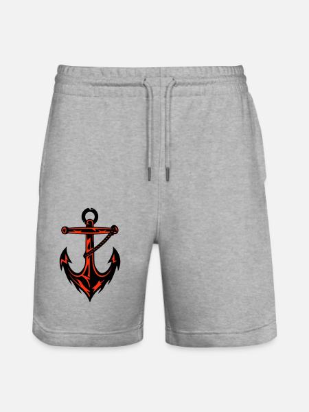 Anchor Harbor Icon - Stanley/Stella Trainer Unisex Organic Jogging Shorts - heather grey
