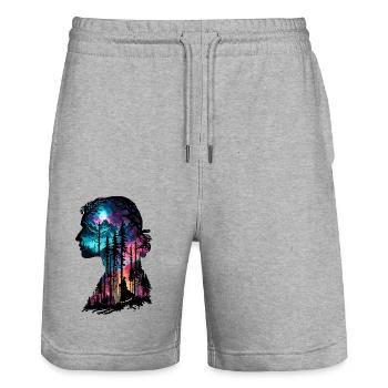 Silhouette / Wald / Porträt / Bäume / Person - Stanley/Stella Unisex Bio Joggingshorts Trainer  - Grau meliert - Vorne - Nik (191cm) & Marisol (170cm)