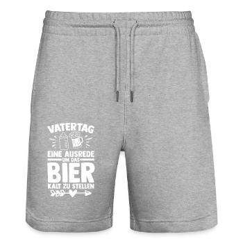 Dad Beer Father Father's Day - Stanley/Stella Trainer Unisex Organic Jogging Shorts - heather grey - Front - Nik (191cm) & Marisol (170cm)