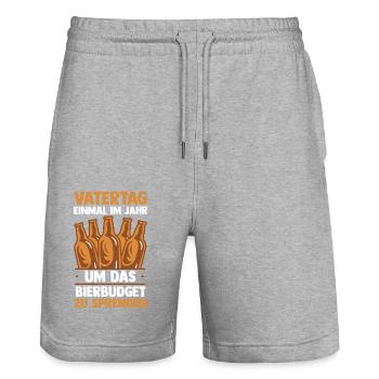 Papa Bier Vater Vatertag - Stanley/Stella Unisex Bio Joggingshorts Trainer  - Grau meliert - Vorne - Nik (191cm) & Marisol (170cm)