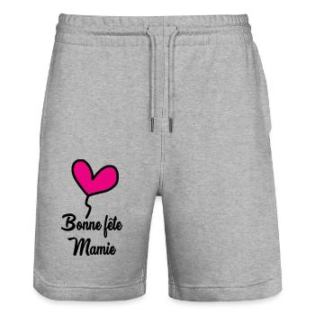 GRANNY. MOM - Stanley/Stella Trainer Unisex Organic Jogging Shorts - heather grey - Front - Nik (191cm) & Marisol (170cm)
