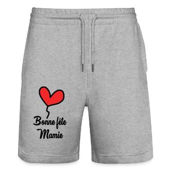 GRANNY. MOTHER'S DAY. HAPPY GRANNY'S DAY - Stanley/Stella Trainer Unisex Organic Jogging Shorts - heather grey - Front - Nik (191cm) & Marisol (170cm)
