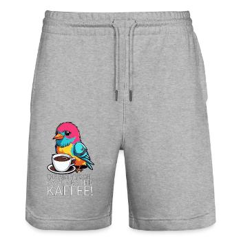 The Early Vogel catches the Kaffee Frühaufsteher - Stanley/Stella Unisex Bio Joggingshorts Trainer  - Grau meliert - Vorne - Nik (191cm) & Marisol (170cm)