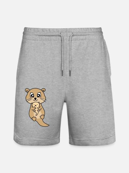 Mère et bébé loutre mignon - Short de jogging bio TRAINER Stanley/Stella unisexe - gris chiné