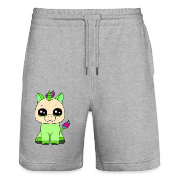 Kleines Einhorn - Stanley/Stella Unisex Bio Joggingshorts Trainer  - Grau meliert - Vorne - Nik (191cm) & Marisol (170cm)