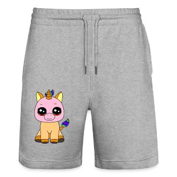 Kleines Einhorn - Stanley/Stella Unisex Bio Joggingshorts Trainer  - Grau meliert - Vorne - Nik (191cm) & Marisol (170cm)