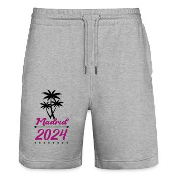 Madrid 2024 - Short de jogging bio TRAINER Stanley/Stella unisexe - gris chiné - Devant - Nik (191cm) & Marisol (170cm)