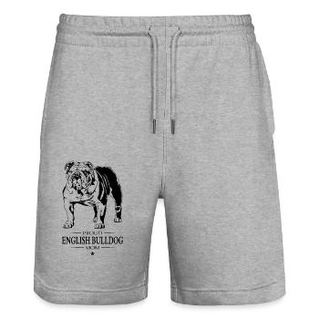 Bouledogue anglais Chiens Wilsigns - Short de jogging bio TRAINER Stanley/Stella unisexe - gris chiné - Devant - Nik (191cm) & Marisol (170cm)