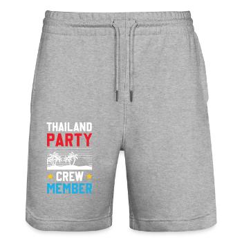 Équipage de la fête en Thaïlande - Short de jogging bio TRAINER Stanley/Stella unisexe - gris chiné - Devant - Nik (191cm) & Marisol (170cm)