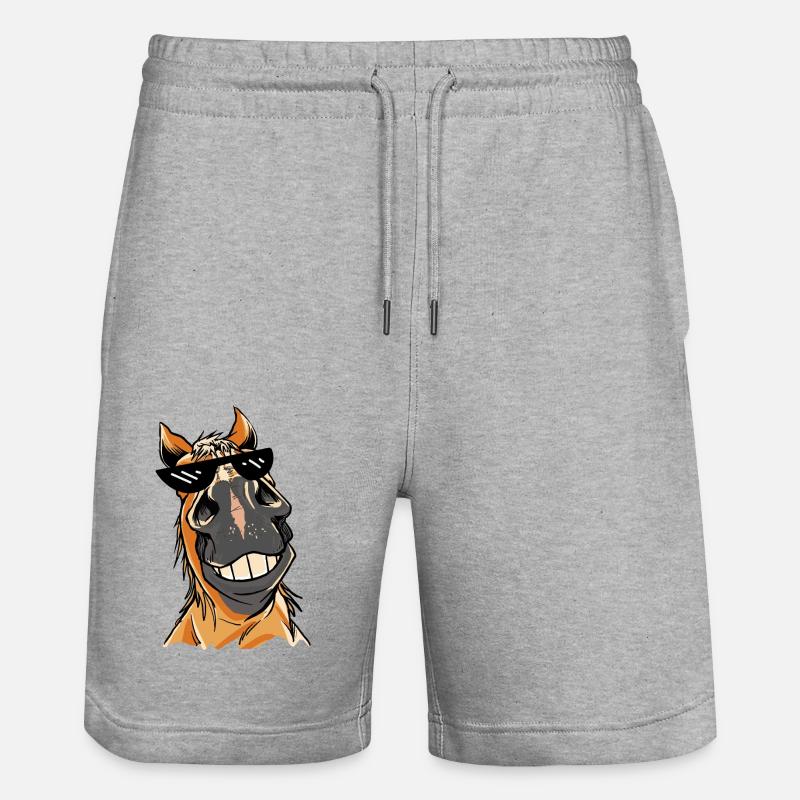 Meme Pferd Pferde Brille Sonnenbrille - Stanley/Stella Unisex Bio Joggingshorts Trainer  - Grau meliert