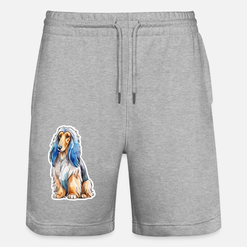 Lévrier afghan aquarelle - Short de jogging bio TRAINER Stanley/Stella unisexe - gris chiné