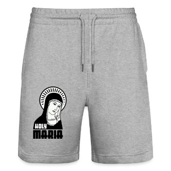 Holy Mary - Stanley/Stella Trainer Unisex Organic Jogging Shorts - heather grey - Front - Nik (191cm) & Marisol (170cm)