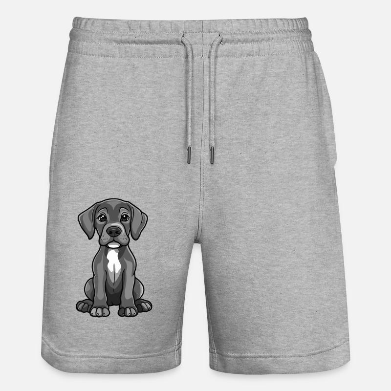 Great Dane Hund Comic Niedlich - Stanley/Stella Unisex Bio Joggingshorts Trainer  - Grau meliert