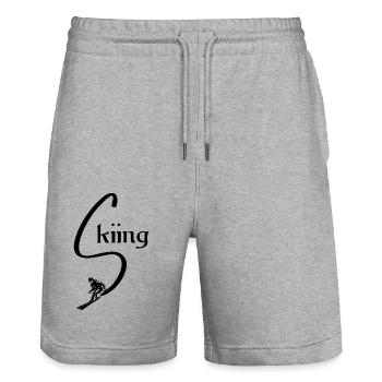 Skiing Ski motif for skiers Skiers - Stanley/Stella Trainer Unisex Organic Jogging Shorts - heather grey - Front - Nik (191cm) & Marisol (170cm)