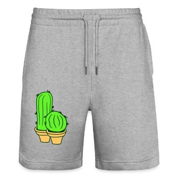 2 Small Cacti Cactus Spines Desert Flower Pot - Stanley/Stella Trainer Unisex Organic Jogging Shorts - heather grey - Front - Nik (191cm) & Marisol (170cm)