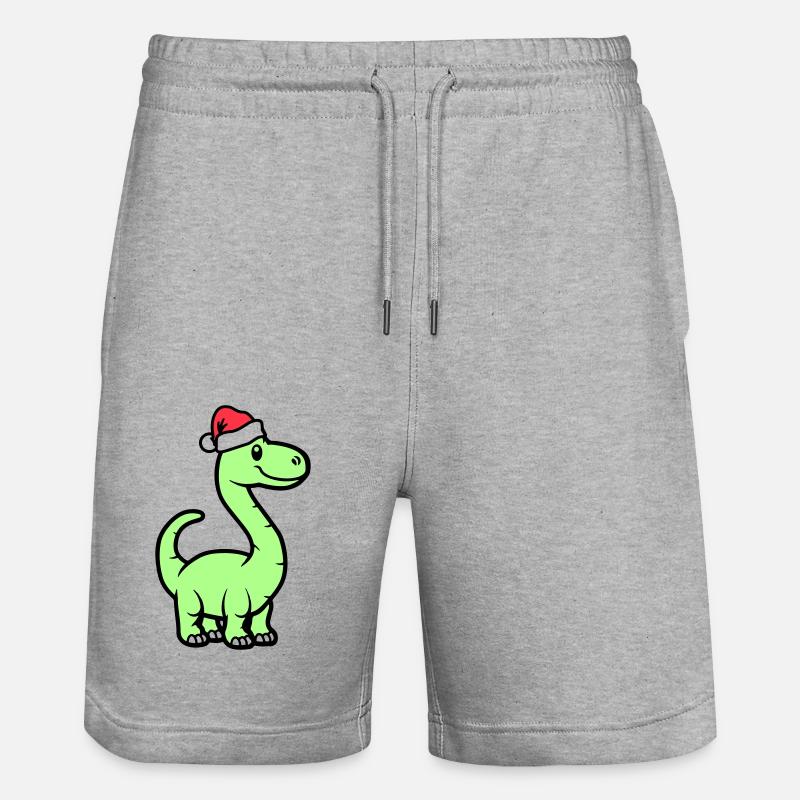 Dinosaure Brontosaure Père Noël - Short de jogging bio TRAINER Stanley/Stella unisexe - gris chiné