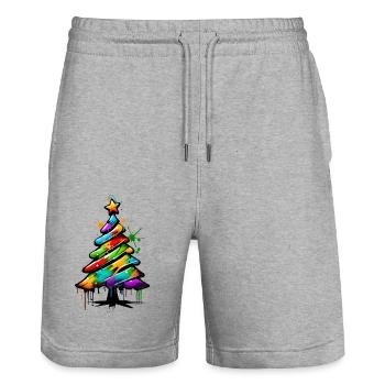 Arbre de Noël coloré Noël - Short de jogging bio TRAINER Stanley/Stella unisexe - gris chiné - Devant - Nik (191cm) & Marisol (170cm)