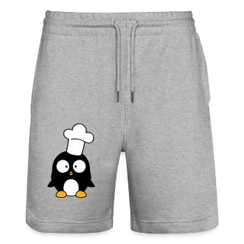 Pinguin Küche Chef Koch Kochmütze Essen Kochen - Stanley/Stella Unisex Bio Joggingshorts Trainer  - Grau meliert - Vorne - Nik (191cm) & Marisol (170cm)