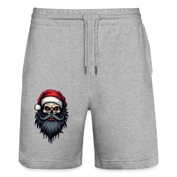 Claus X Mas - Stanley/Stella Trainer Unisex Organic Jogging Shorts - heather grey - Front - Nik (191cm) & Marisol (170cm)