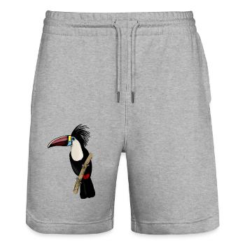 Toucan on a branch - Stanley/Stella Trainer Unisex Organic Jogging Shorts - heather grey - Front - Nik (191cm) & Marisol (170cm)
