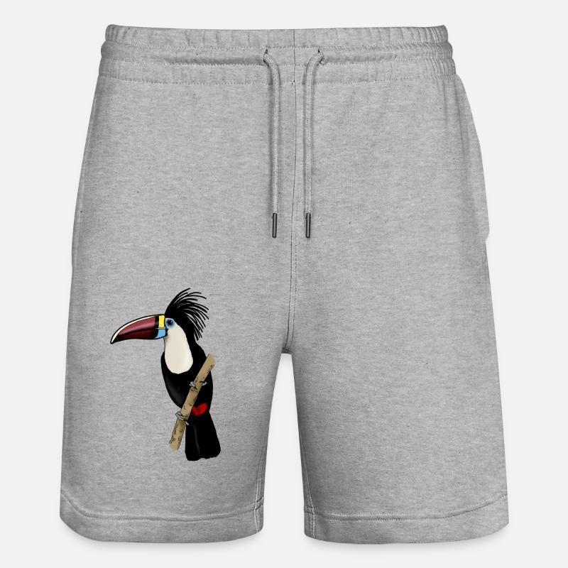 Toucan on a branch - Stanley/Stella Trainer Unisex Organic Jogging Shorts - heather grey