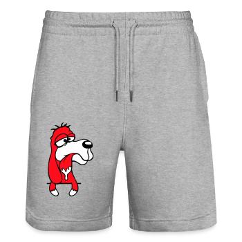 Dog Behind Wall Fence Drooling Spit Tongue Funny - Stanley/Stella Trainer Unisex Organic Jogging Shorts - heather grey - Front - Nik (191cm) & Marisol (170cm)