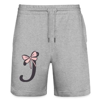 Initial letter i Ribbon - Stanley/Stella Trainer Unisex Organic Jogging Shorts - heather grey - Front - Nik (191cm) & Marisol (170cm)
