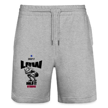 LAISSEZ-LE TOMBER BAS, TENEZ-LE FORT T-SHIRT ACCROUPI - Short de jogging bio TRAINER Stanley/Stella unisexe - gris chiné - Devant - Nik (191cm) & Marisol (170cm)