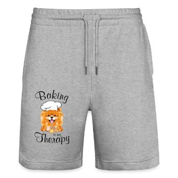 Backen ist meine Therapie - Stanley/Stella Unisex Bio Joggingshorts Trainer  - Grau meliert - Vorne - Nik (191cm) & Marisol (170cm)