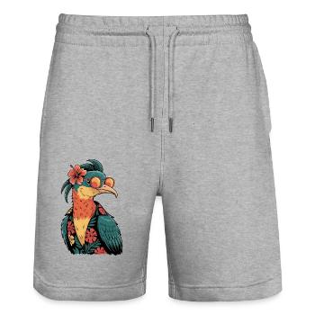Colibri Oiseau Drôle D’été - Short de jogging bio TRAINER Stanley/Stella unisexe - gris chiné - Devant - Nik (191cm) & Marisol (170cm)