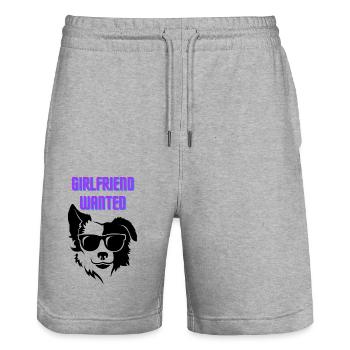 Freundin gesucht (cooler Hund mit dunkler Brille) - Stanley/Stella Unisex Bio Joggingshorts Trainer  - Grau meliert - Vorne - Nik (191cm) & Marisol (170cm)
