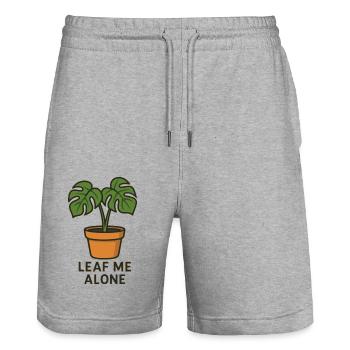 Leaf Me Alone – funny motif with monstera flowers - Stanley/Stella Trainer Unisex Organic Jogging Shorts - heather grey - Front - Nik (191cm) & Marisol (170cm)
