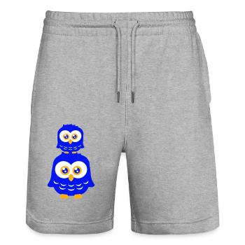 2 Owls Dad Mom Child Baby Family Mother Father - Stanley/Stella Trainer Unisex Organic Jogging Shorts - heather grey - Front - Nik (191cm) & Marisol (170cm)
