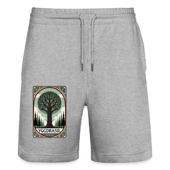 Yggdrasil Norse Tarot Card Style Design - Stanley/Stella Trainer Unisex Organic Jogging Shorts - heather grey - Front - Nik (191cm) & Marisol (170cm)