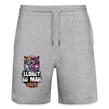 Lloret De Mar 2025 Urlaub Fuchs - Stanley/Stella Unisex Bio Joggingshorts Trainer  - Grau meliert - Vorne - Nik (191cm) & Marisol (170cm)