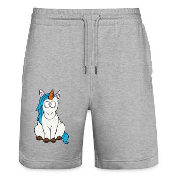 Einhorn - Stanley/Stella Unisex Bio Joggingshorts Trainer  - Grau meliert - Vorne - Nik (191cm) & Marisol (170cm)