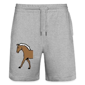 Half Horse Front Part Front Half Front Goes - Stanley/Stella Trainer Unisex Organic Jogging Shorts - heather grey - Front - Nik (191cm) & Marisol (170cm)