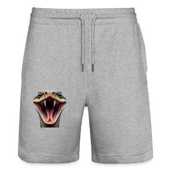 Schlange mit gespaltener Zunge - Stanley/Stella Unisex Bio Joggingshorts Trainer  - Grau meliert - Vorne - Nik (191cm) & Marisol (170cm)