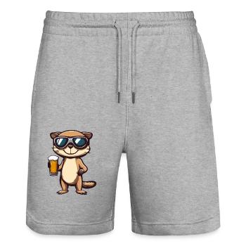 Suricate Après-Ski Bière Bande Dessinée - Short de jogging bio TRAINER Stanley/Stella unisexe - gris chiné - Devant - Nik (191cm) & Marisol (170cm)
