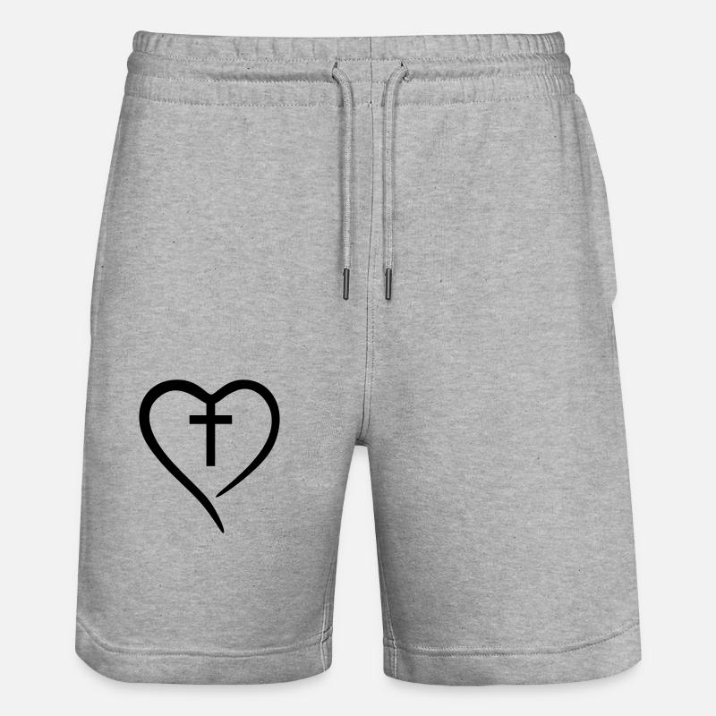 Croix au coeur - Short de jogging bio TRAINER Stanley/Stella unisexe - gris chiné