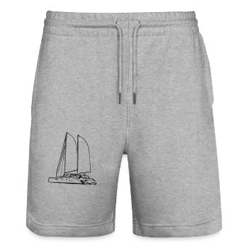 Yacht à voile - Short de jogging bio TRAINER Stanley/Stella unisexe - gris chiné - Devant - Nik (191cm) & Marisol (170cm)