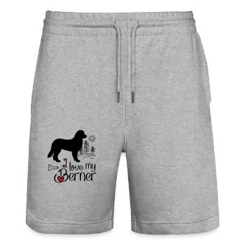 Bernese - Stanley/Stella Trainer Unisex Organic Jogging Shorts - heather grey - Front - Nik (191cm) & Marisol (170cm)
