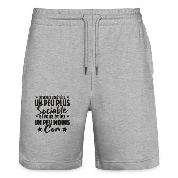 Je Serais Peut Être Un Peu Plus Sociable - Short de jogging bio TRAINER Stanley/Stella unisexe - gris chiné - Devant - Nik (191cm) & Marisol (170cm)