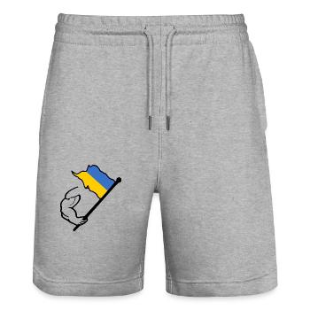 Ukraine - Stanley/Stella Unisex Bio Joggingshorts Trainer  - Grau meliert - Vorne - Nik (191cm) & Marisol (170cm)