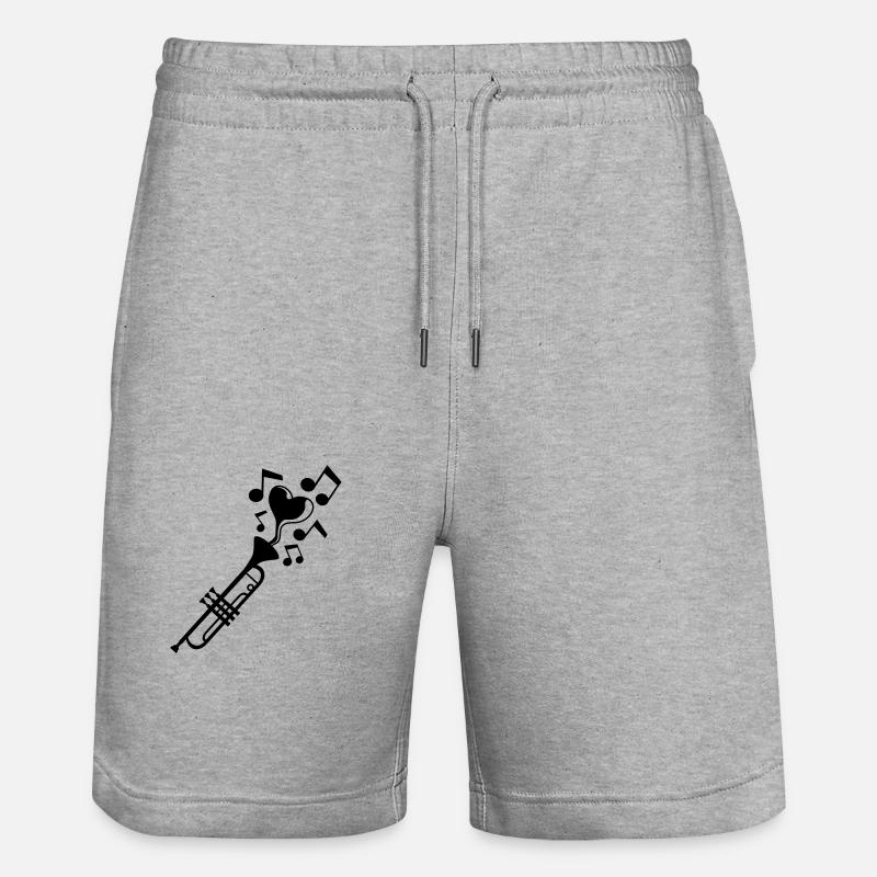 Notes de musique Heart Trumpet - Short de jogging bio TRAINER Stanley/Stella unisexe - gris chiné