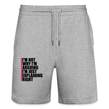 I m not arguing - Stanley/Stella Trainer Unisex Organic Jogging Shorts - heather grey - Front - Nik (191cm) & Marisol (170cm)