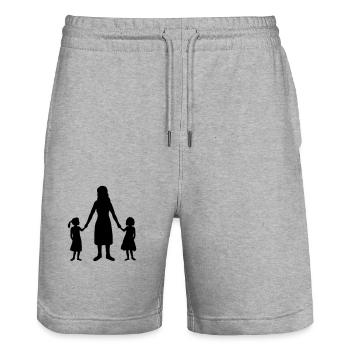 Silhouette 2 Töchter Mutter - Stanley/Stella Unisex Bio Joggingshorts Trainer  - Grau meliert - Vorne - Nik (191cm) & Marisol (170cm)