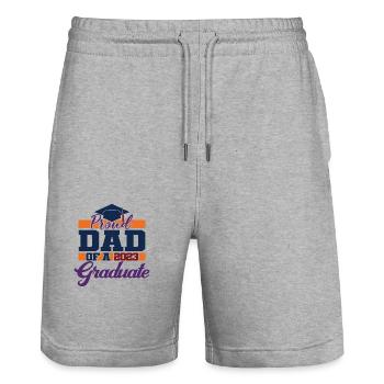 Fier papa d’un diplôme d’études supérieures pour hommes en 2023 - Short de jogging bio TRAINER Stanley/Stella unisexe - gris chiné - Devant - Nik (191cm) & Marisol (170cm)